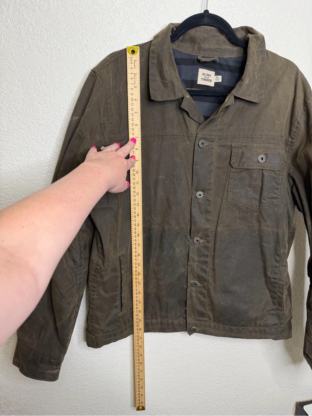 Flint And Tinder Waxed Trucker Jacket Fleeced Lined Forest Green Mens Sz XL - Picture 13 of 13